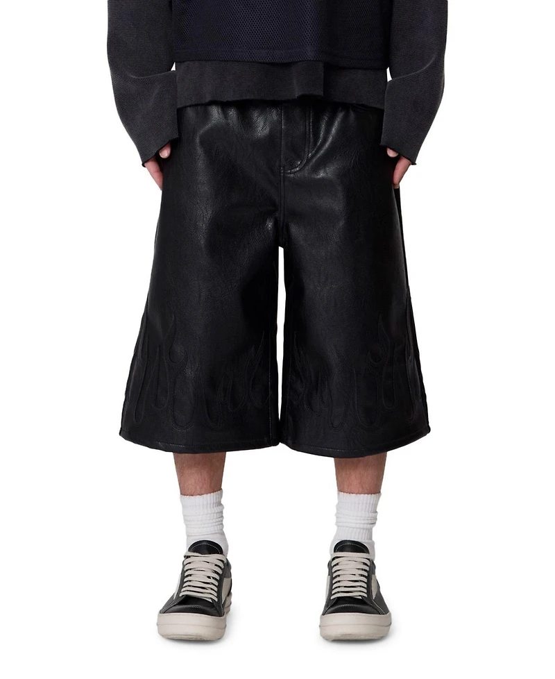 mnml Men's Ultra Baggy Leather Flame Shorts