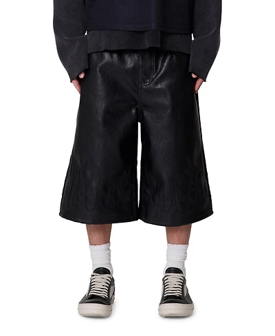 mnml Men's Ultra Baggy Leather Flame Shorts