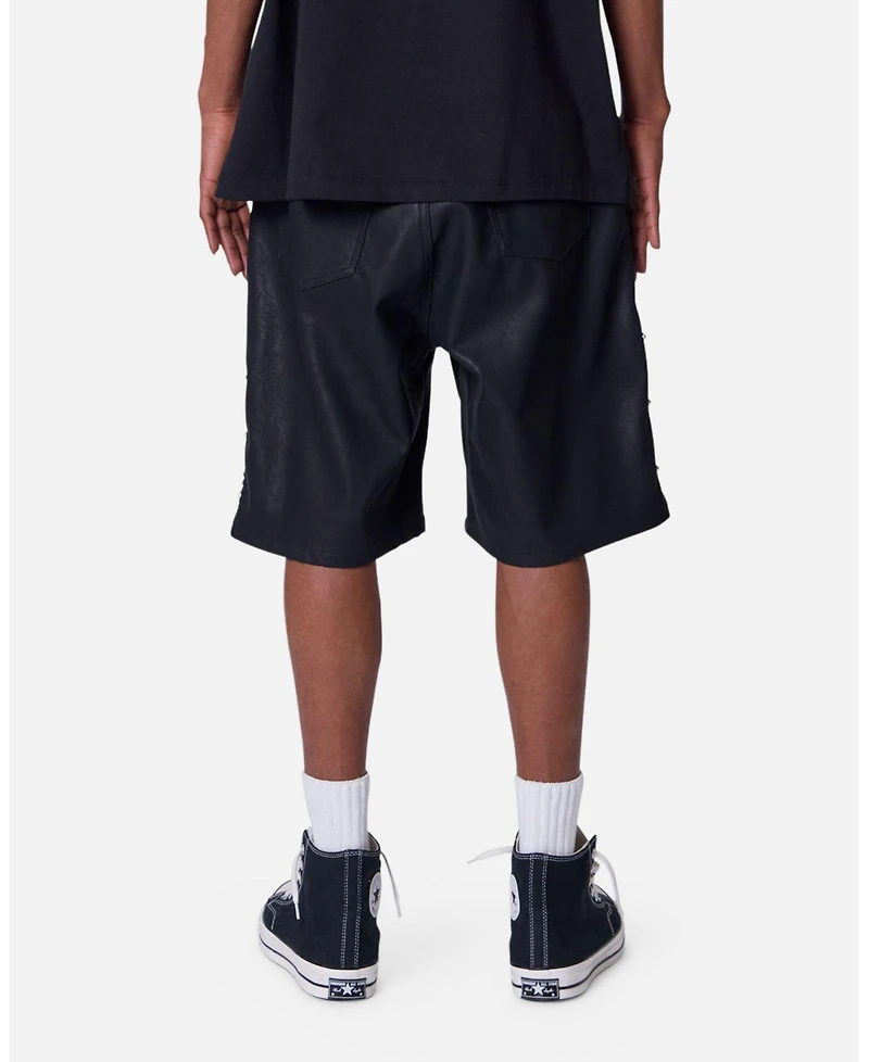 mnml Men's Ultra Baggy Stud Leather Shorts