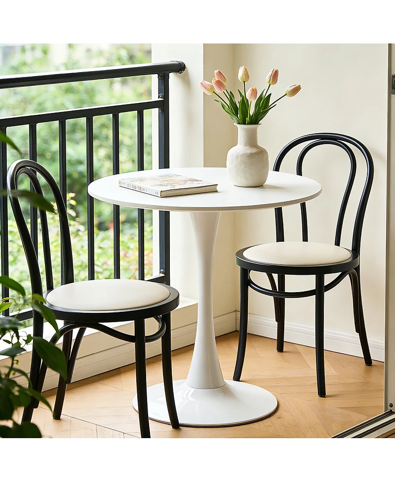 Streamdale Furniture 31.5" Modern Round Mdf Dining Table with Matte Iron Base