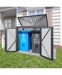 Streamdale Furniture Outdoor Metal Trash Can Storage Shed For 2 Bins - Waterproof Garden Enclosure