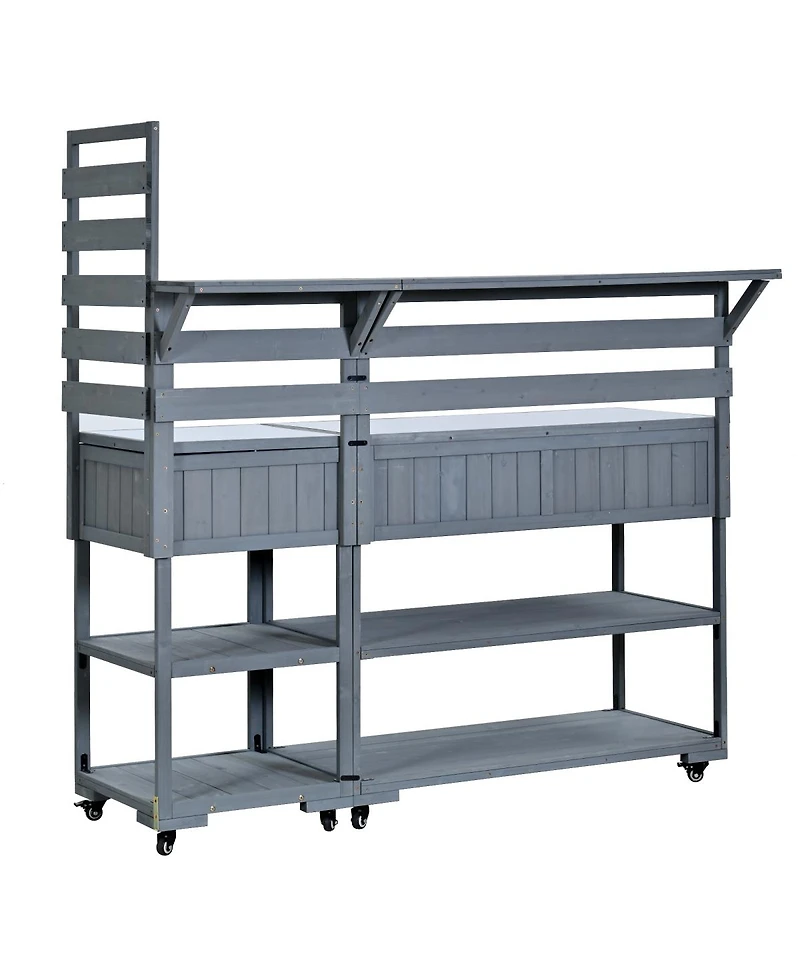 Streamdale Furniture 62.3'' Solid Wood Patio Kitchen Island And Grill Prep Table