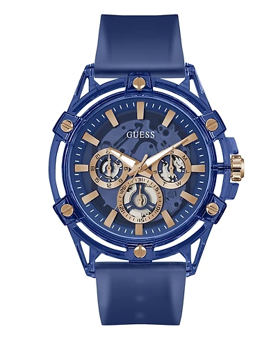 Guess Men's Quartz Blue Silicone Strap Watch 48mm