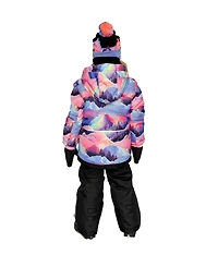 Deux par Little and Big Girl(6-14) Two Piece Play Snowsuit Mountain Print with Pants
