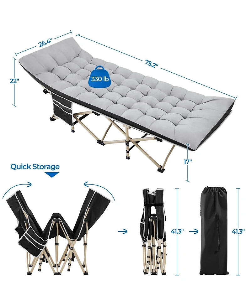 Aofar Folding Camping Cot Portable Outdoor Bed Mat Carry Bag