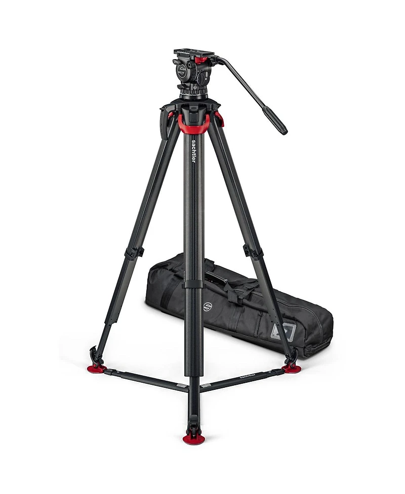 Sachtler aktiv10T 100mm Fluid Head with flowtech 100 Carbon Fiber Tripod and Ground Spreader