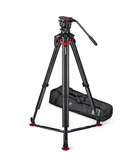 Sachtler aktiv10T 100mm Fluid Head with flowtech 100 Carbon Fiber Tripod and Ground Spreader