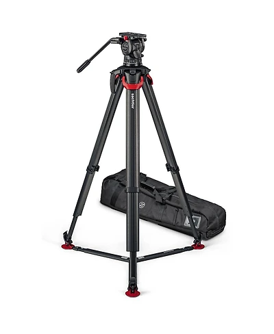 Sachtler aktiv10T 100mm Fluid Head with flowtech 100 Carbon Fiber Tripod and Ground Spreader