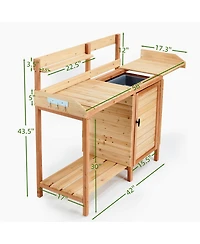 Streamdale Furniture Outdoor Wooden Potting Bench with Sink and Storage