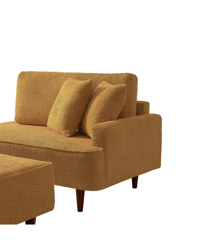 Streamdale Furniture Boucle Indoor Chaise Lounge Chair with Ottoman and 2 Throw Pillows