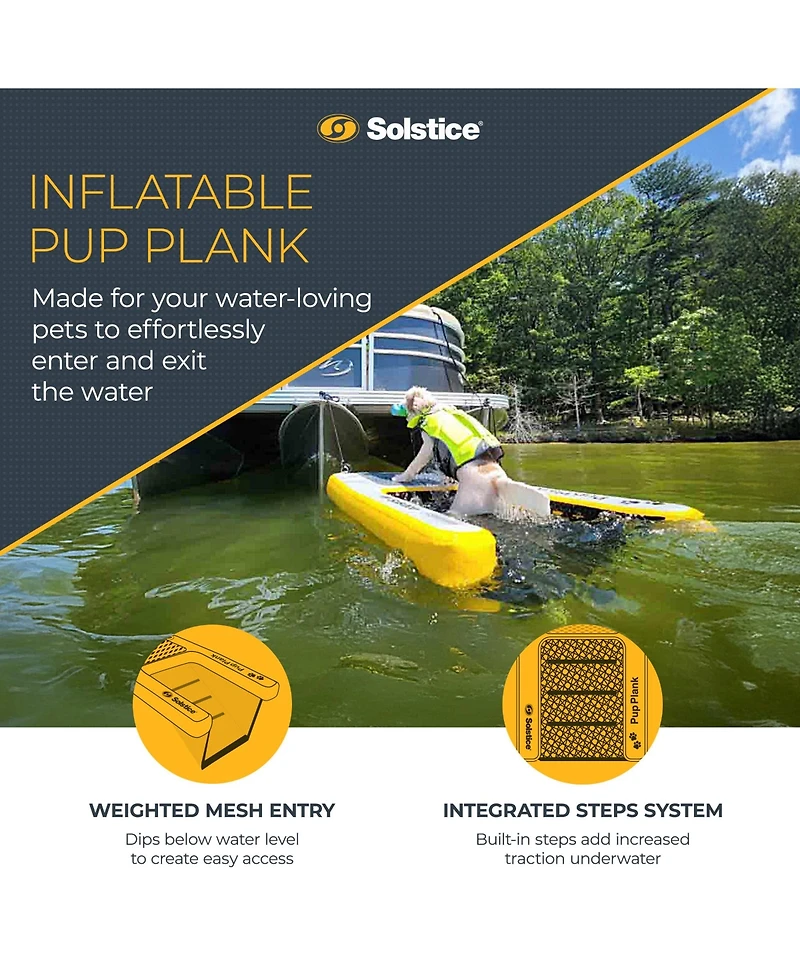 Solstice Original Inflatable Pup Plank Dog Float Floating Ramp Ladder for Pools