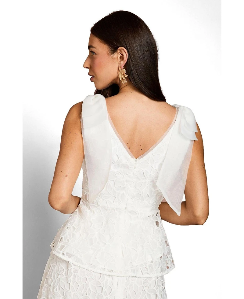 Coast Women's Lace Bow V-Neck Top