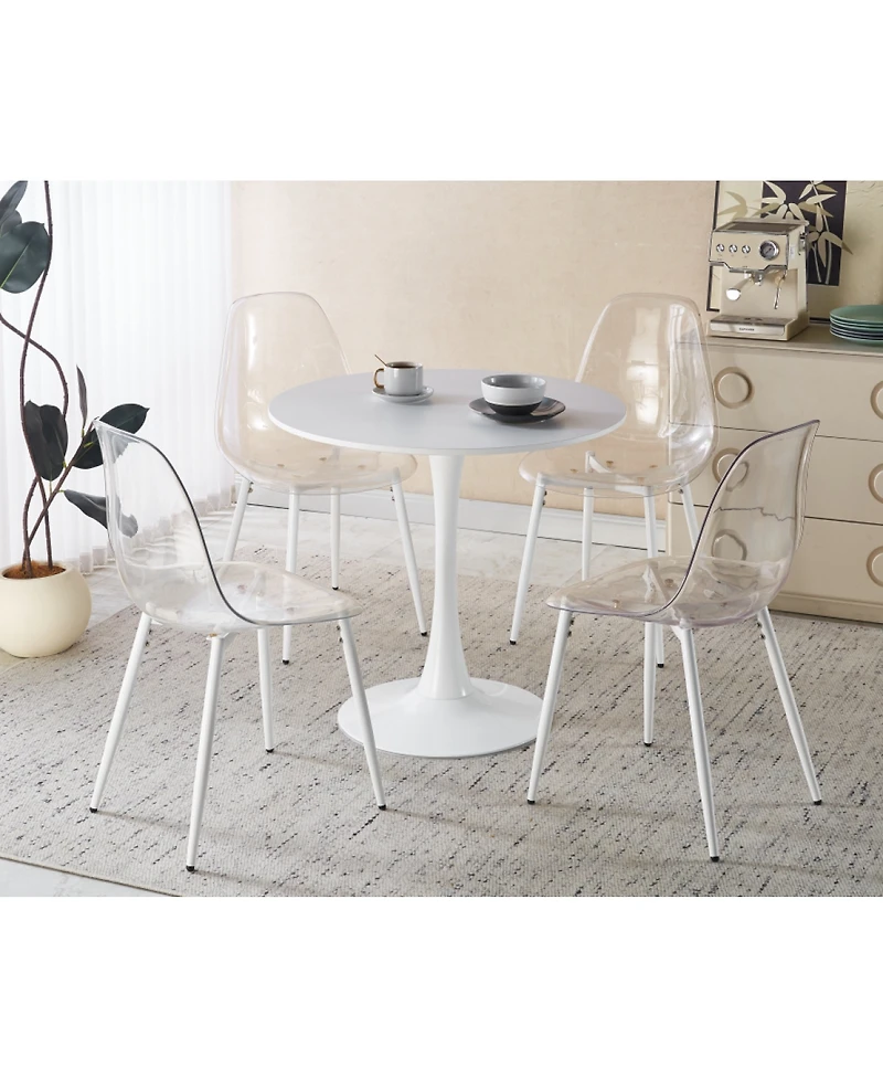 Streamdale Furniture 5 Piece Dining Set Round Marble Pub Table and 4 Chairs