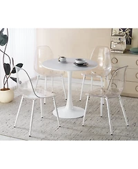 Streamdale Furniture 5 Piece Dining Set Round Marble Pub Table and 4 Chairs