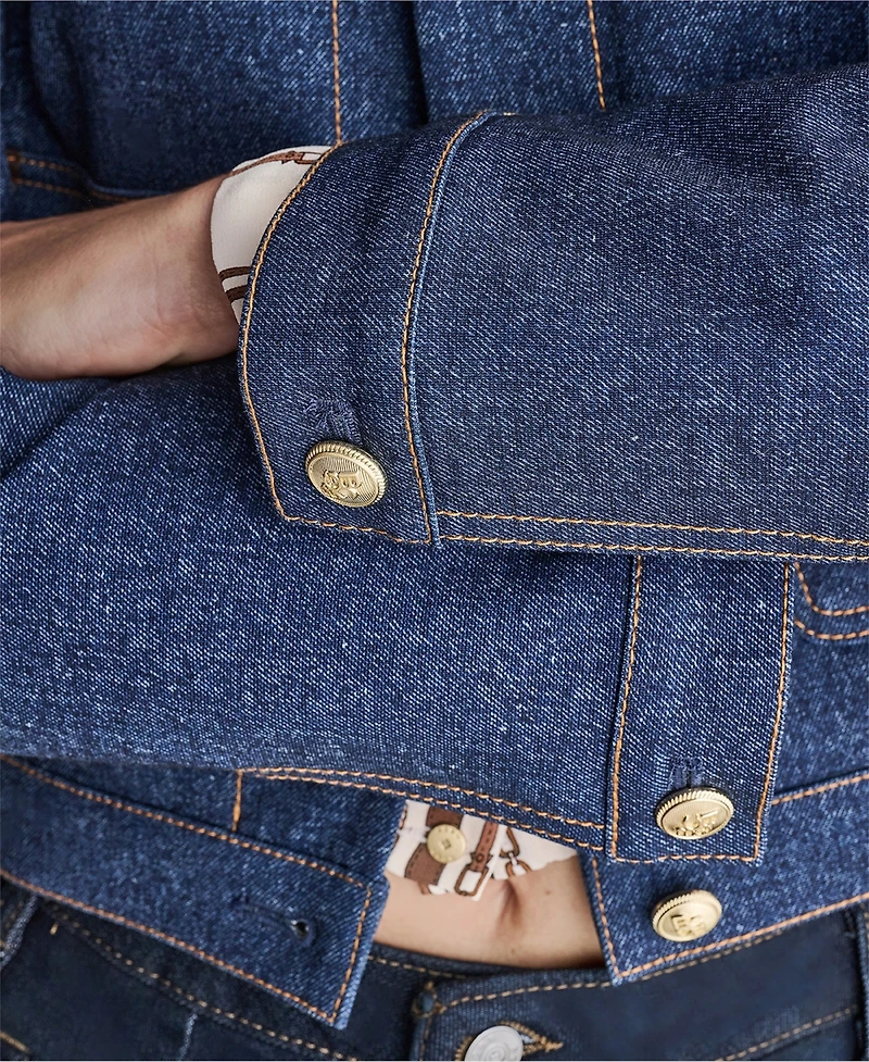 Bcbg Women's Denim Trucket Cropped Jacket