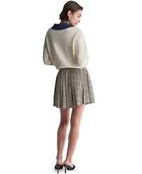 Bcbg Women's Back Zipper Pleated Plaid Mini Skirt