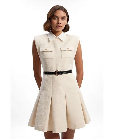 Karen Millen Women's Tweed Sleeveless Mini Dress