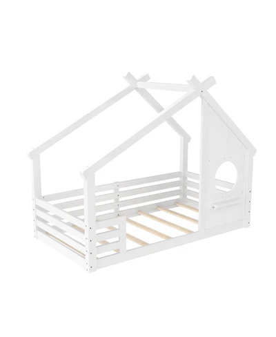 Streamdale Furniture House Floor Bed with Shelf and Window