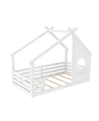 Streamdale Furniture House Floor Bed with Shelf and Window
