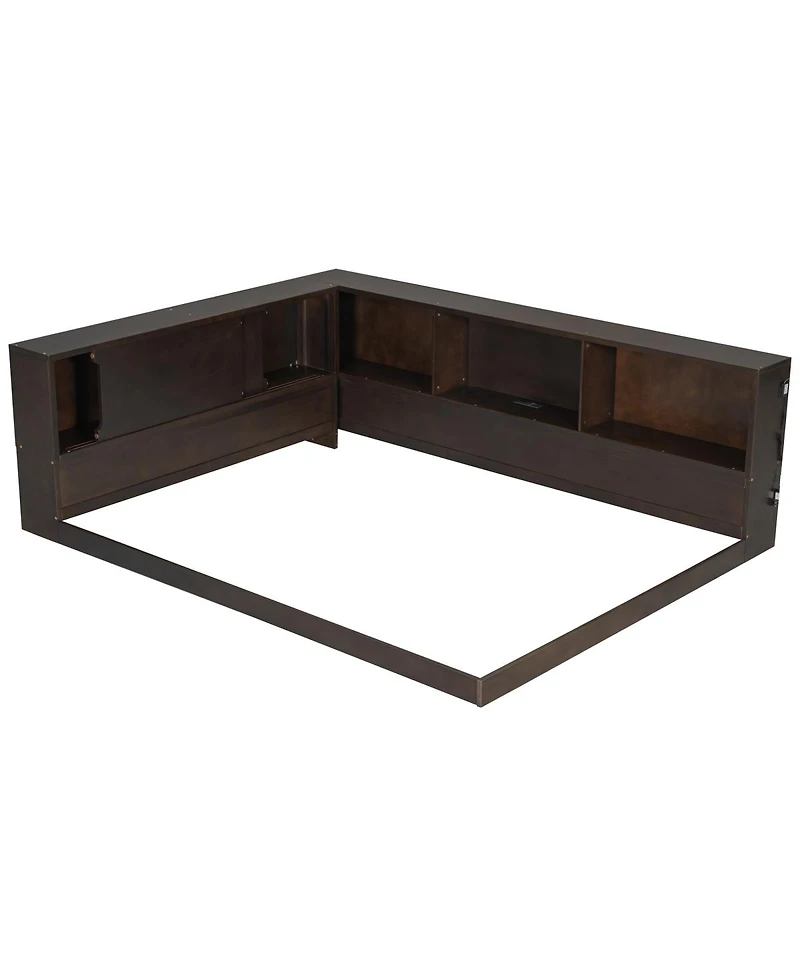 Streamdale Furniture Wood Daybed with Storage Shelves, Usb and Led