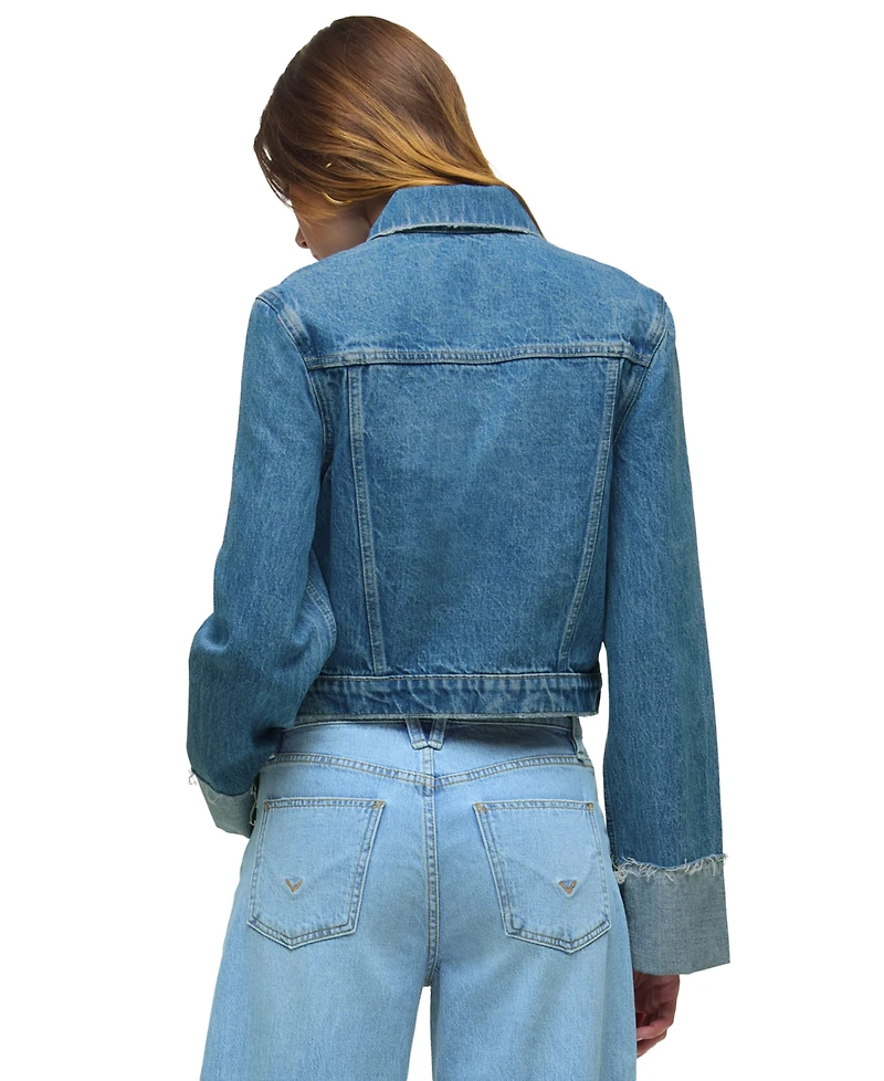 Hudson Jeans Women's Oversized Collared Neck Denim Jacket