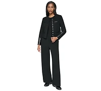 Dkny Women's Cropped Collarless Button-Front Jacket