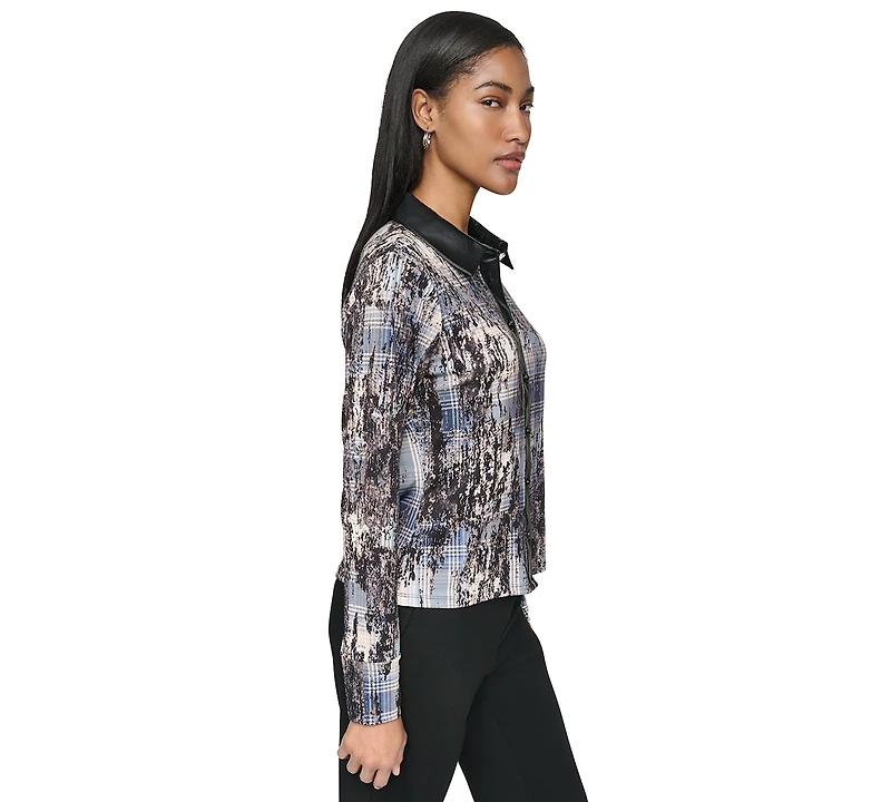 Dkny Women's Collared Button-Up Long-Sleeve Shirt