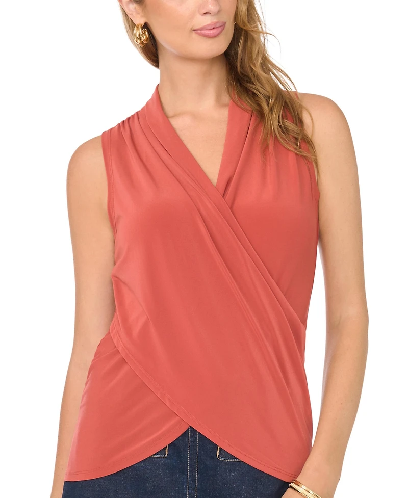 Vince Camuto Women's Crossover Wrap-Front Sleeveless Top