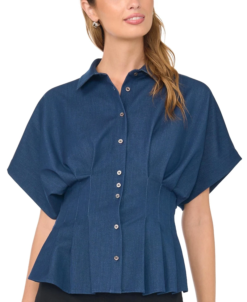 Vince Camuto Women's Button-Down Short-Sleeve Top
