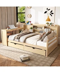 Streamdale Furniture Twin Corner Daybed With Storage, Desk, Charging, Bookcase