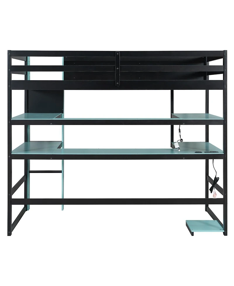 Streamdale Furniture Loft Bed with Desk, Storage, Rgb Light