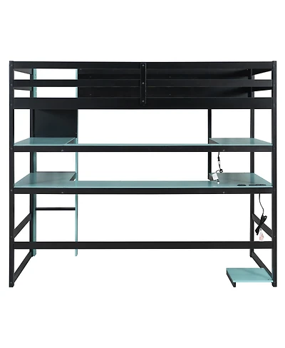 Streamdale Furniture Loft Bed with Desk, Storage, Rgb Light