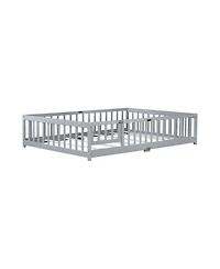 Streamdale Furniture Floor Bed with Fence, Door and Guardrails