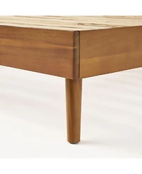 Streamdale Furniture Acacia Wood Bed With Mid-Century Modern Design