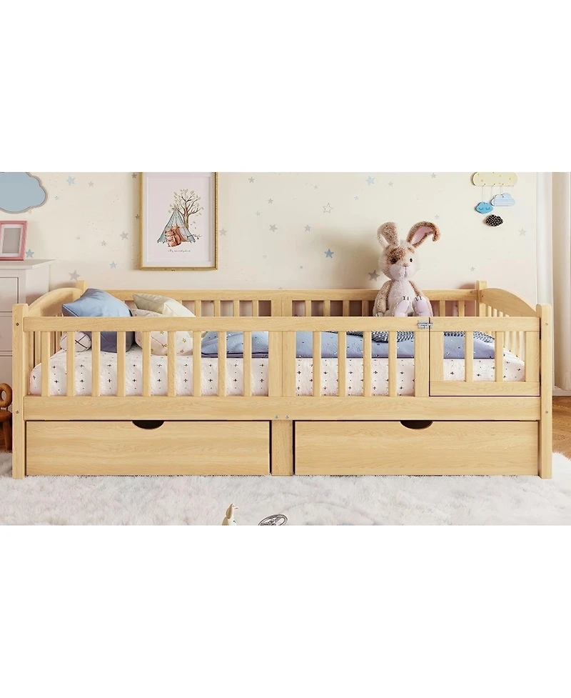 Streamdale Furniture Twin Xl Platform Bed With Storage and Cute Headboard