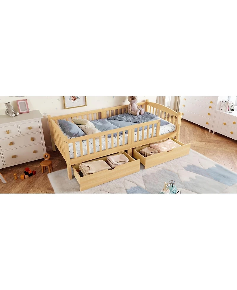 Streamdale Furniture Twin Xl Platform Bed With Storage and Cute Headboard