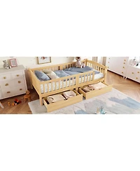 Streamdale Furniture Twin Xl Platform Bed With Storage and Cute Headboard