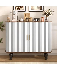 Streamdale Furniture 39'' Fluted Mid-Century Modern Bar Cabinet with Wine Storage