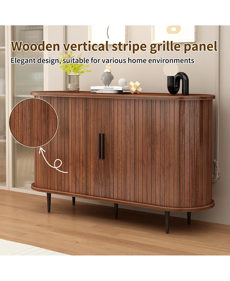 Streamdale Furniture 47''W Fluted Buffet Sideboard Cabinet with Sliding Door