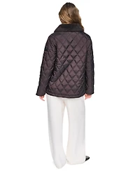 Dkny Women's Sherpa Collar Diamond-Quilted Coat