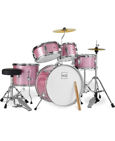 Best Choice Products 5-Piece Kids Beginner Junior Drum Set, Percussion Instrument Starter Kit with Stool