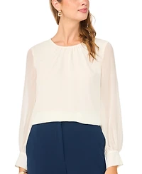 Vince Camuto Women's Gathered Crewneck Long-Sleeve Blouse
