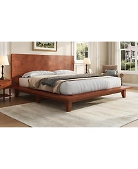 Streamdale Furniture Platform Bed Frame with Headboard , Wood Slat Support