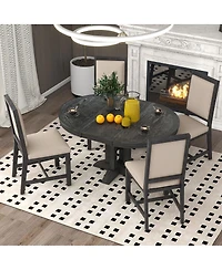 Streamdale 5-Piece Extendable Round Dining Set with 4 Upholstered Chairs