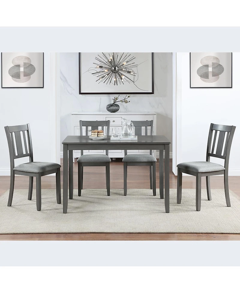 Streamdale Furniture 5-Piece Modern Rectangular Dining Set with 4 Upholstered Chairs