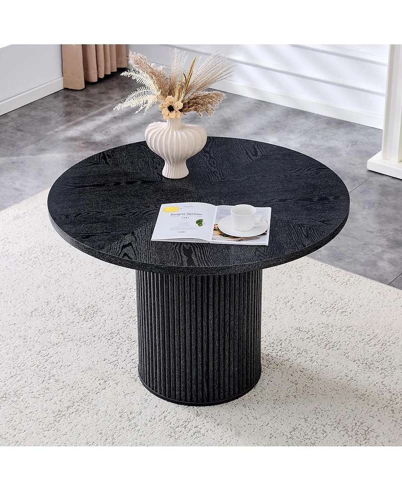 Streamdale Furniture 42'' Modern Spliced Circular Dining Table with Wood Fan-Shaped Design