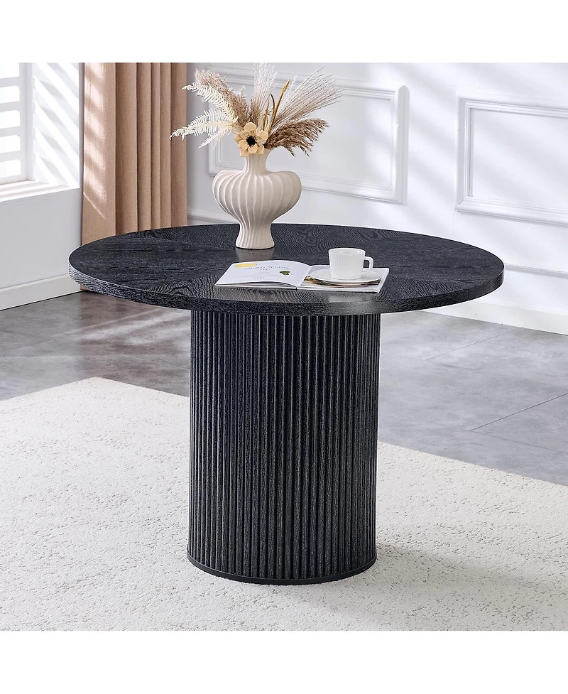 Streamdale Furniture 42'' Modern Spliced Circular Dining Table with Wood Fan-Shaped Design
