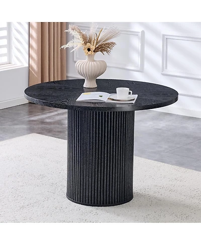 Streamdale Furniture 42'' Modern Spliced Circular Dining Table with Wood Fan-Shaped Design
