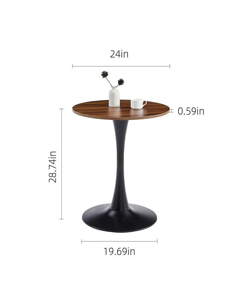 Streamdale Furniture Modern Dark Wood Grain Round Dining Table with Matte Iron Base