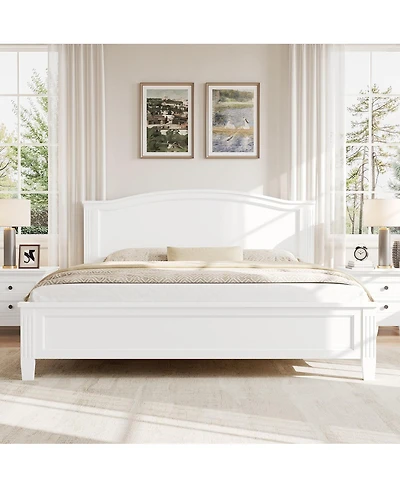 Streamdale Furniture King Size Platform Bed with Headboard with Wooden Slat Support Legs